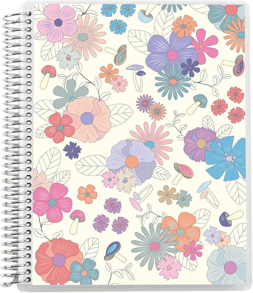 8.5" x 11" Spiral Bound Dotted Grid Notebook - Groovy Blooms - 5mm Dot Grid. 160 Pages Writing, D... | Amazon (US)