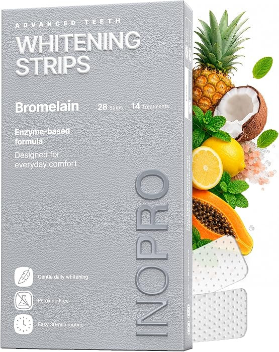 InoPro Natural Teeth Whitening Strips Kit 14 Treatments - Sensitive Teeth Whitener, Peroxide Free... | Amazon (CA)