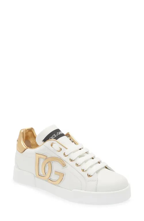 Dolce&Gabbana Portofino Sneaker in White/gold at Nordstrom, Size 42 | Nordstrom