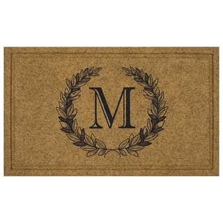 Mohawk Home Laurel Multi 24 in. x 36 in. Faux Coir Monogrammed M Door Mat 668730 - The Home Depot | The Home Depot