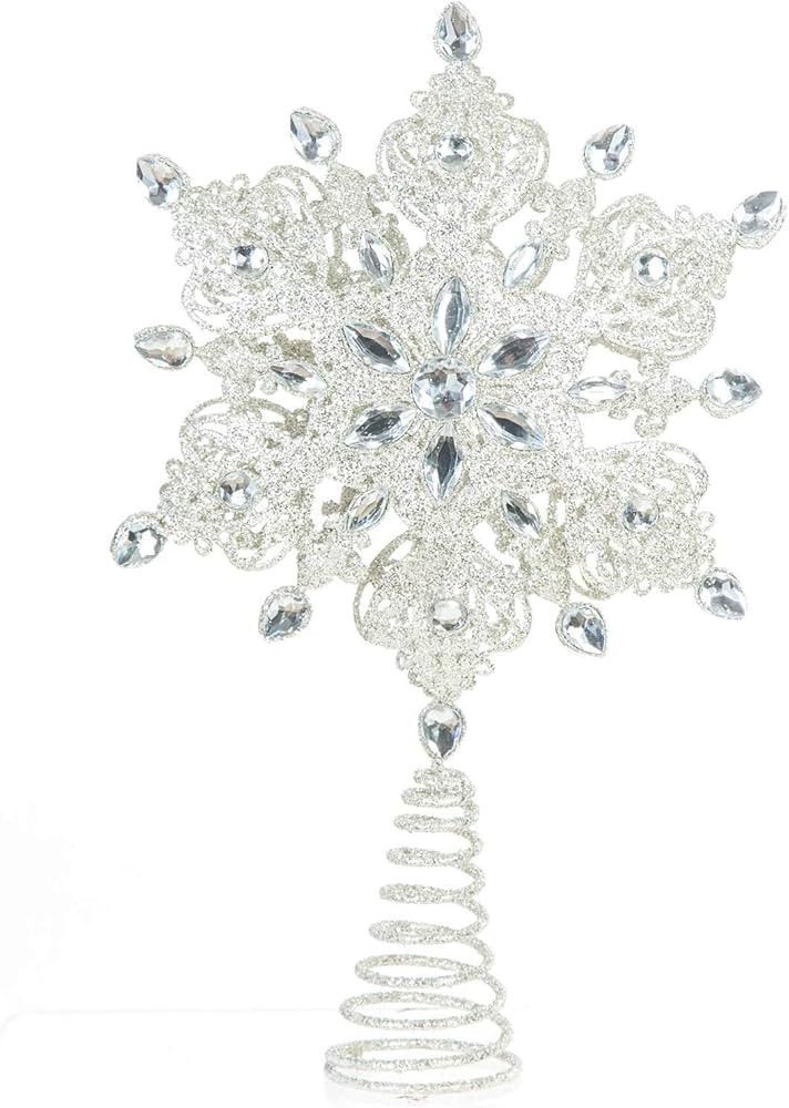 Topadorn Tree Topper Metal Silver Star Snowflake Treetop Festive Party Home Xmas, Kali | Amazon (US)