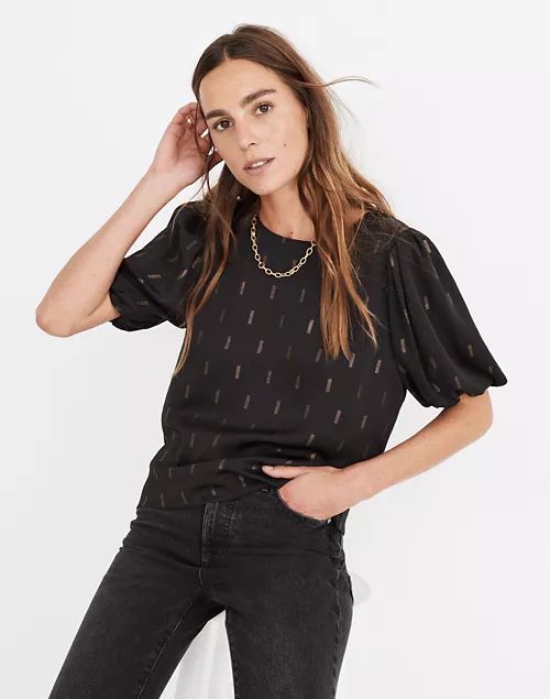 Metallic Jacquard Puff-Sleeve Top | Madewell