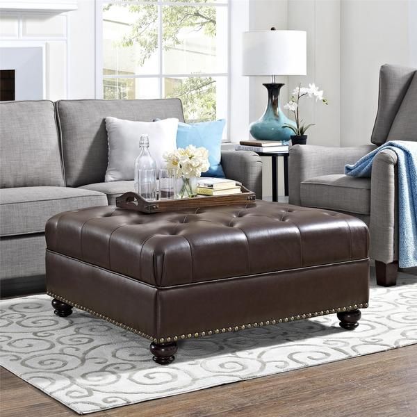 Dorel Living Maxwell Brown Tufted Ottoman (As Is Item) | Bed Bath & Beyond