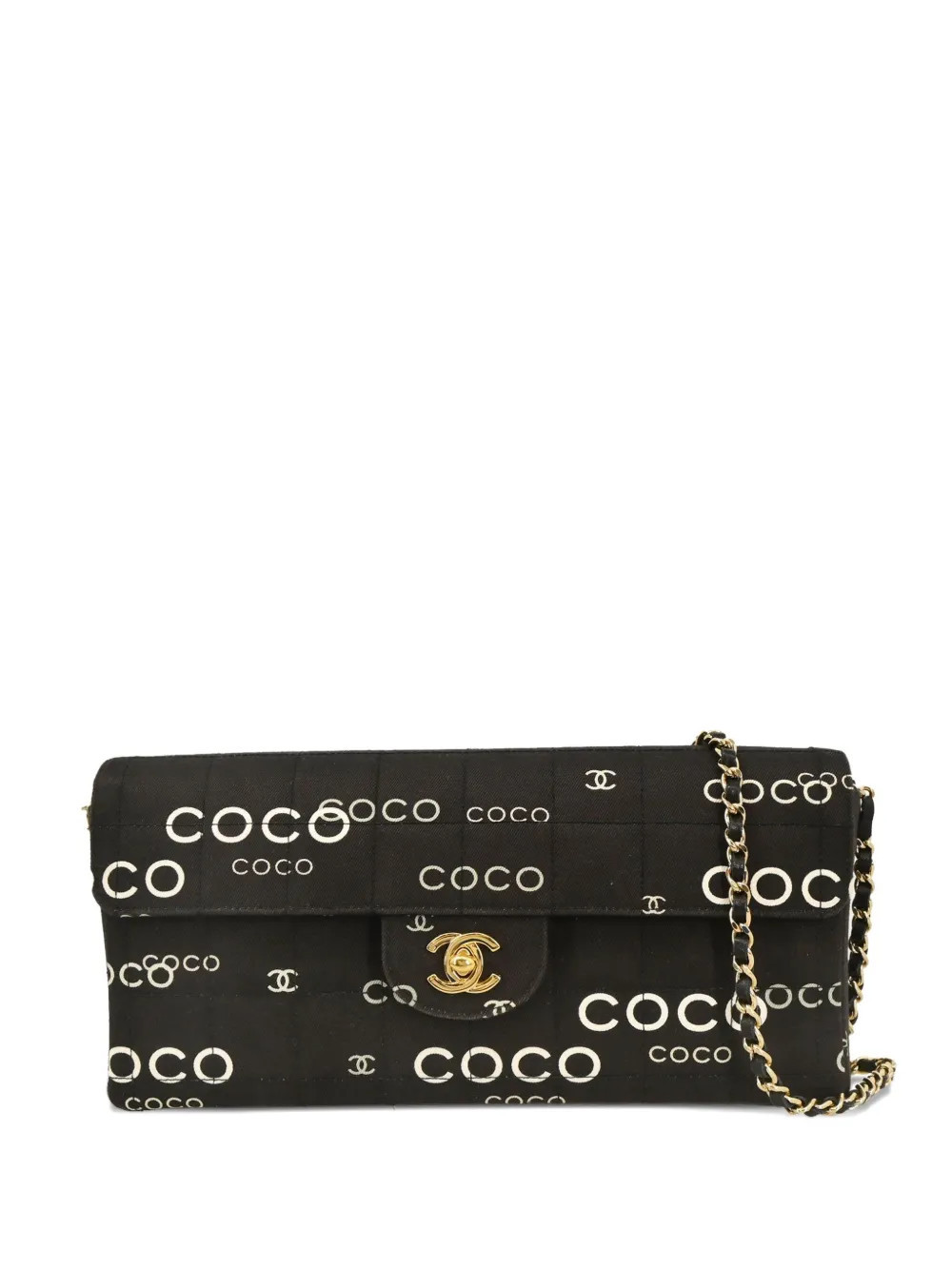 CHANEL Pre-Owned 2000 Coco East West Choco Bar shoulder bag - Black | Farfetch Global