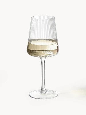 Handmade White Wine Glasses Cami with Embossed Pattern, Set of 4 | Westwing UK