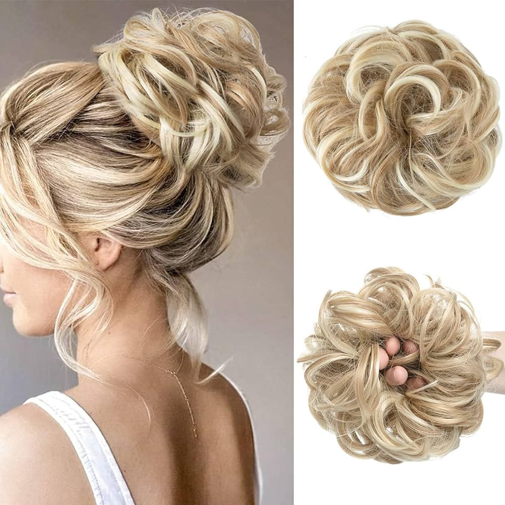 CJL HAIR Large Messy Bun Hair Piece Wavy Curly Scrunchies Synthetic Chignon Ponytail Hair Extensi... | Amazon (US)