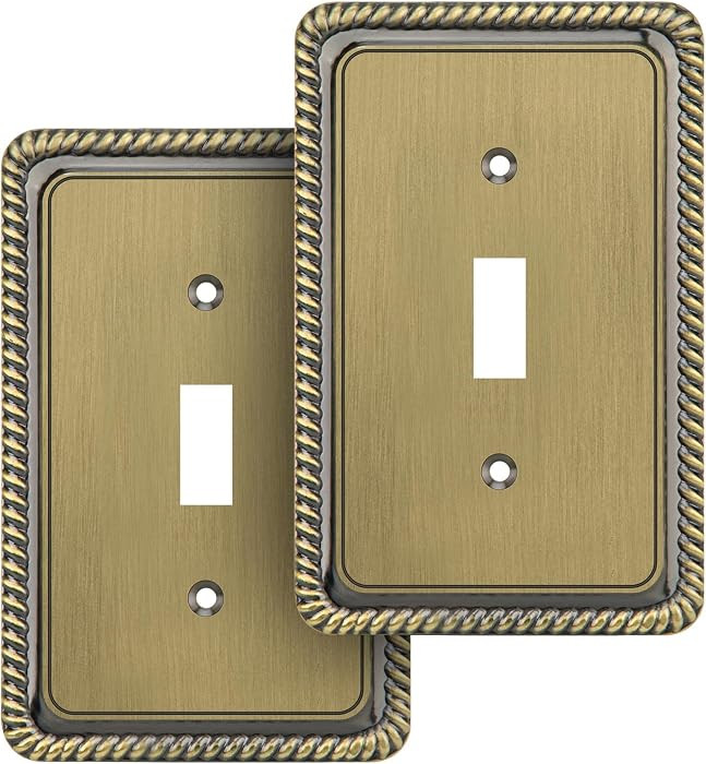 Rope Edge Decorative Wall Plate Switch Plate Outlet Cover (Single Toggle, 2 Pack, Antique Brass) | Amazon (US)