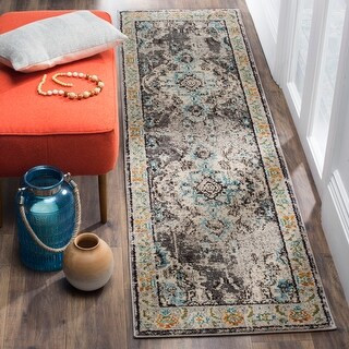 Safavieh Monaco Lillie Boho Medallion Rug (Grey/Light Blue - 2'2" x 8' Runner) | Bed Bath & Beyond