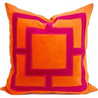 Orange & Fuchsia Pink Square Applique Pillow Cover | Etsy (US)