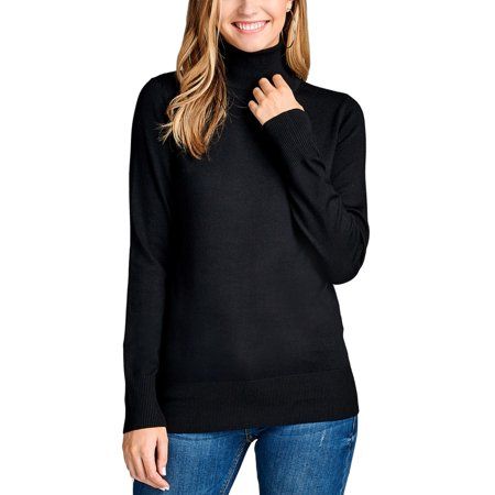 KOGMO Womens Solid Long Sleeve Turtleneck Knit Sweater (S-XL) | Walmart (US)