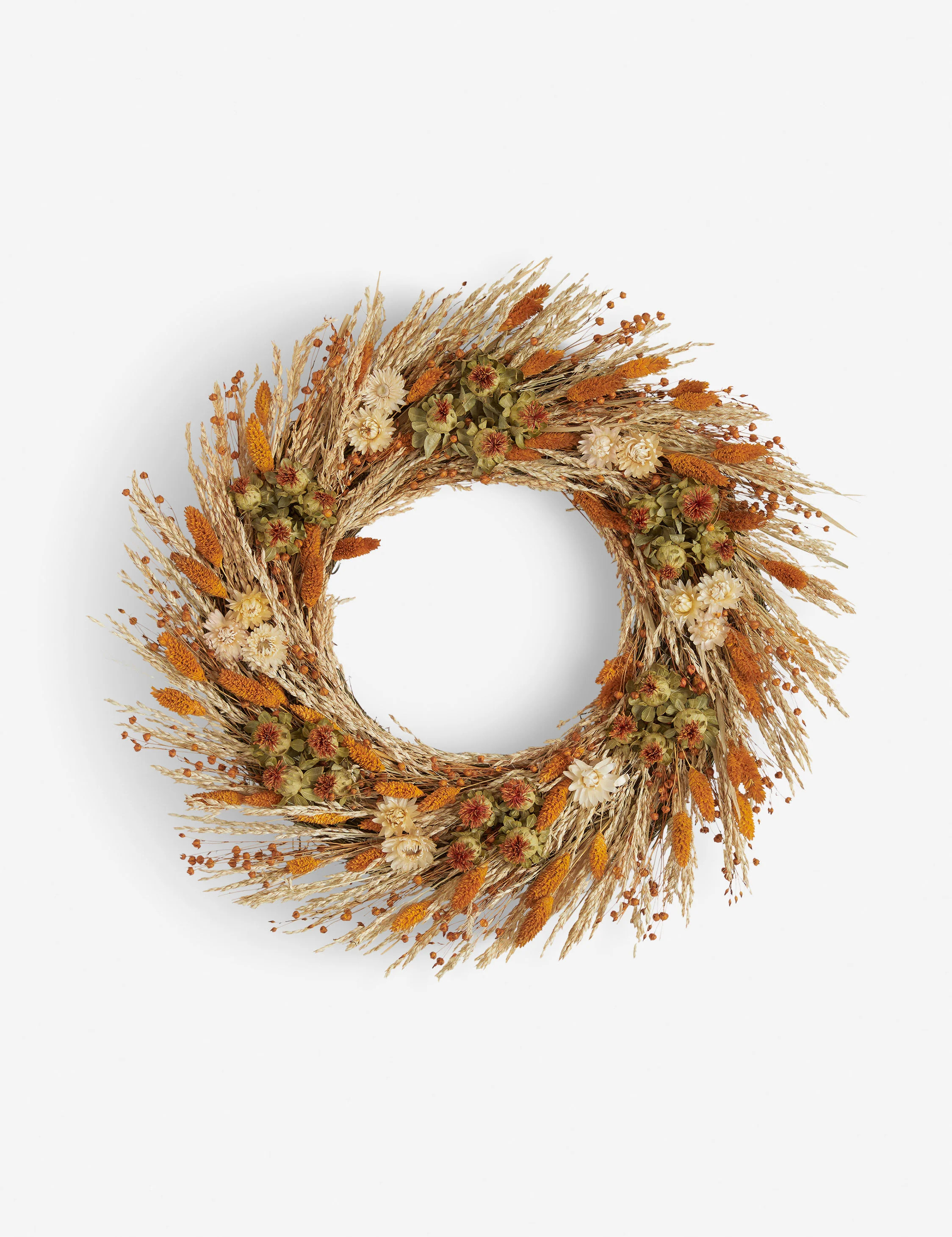 Bleached Oats, Dijon, and Florals Preserved Wreath | Lulu and Georgia 