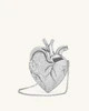 Maren Artificial Crystal Heart Shaped Bag - Silver | JW PEI US