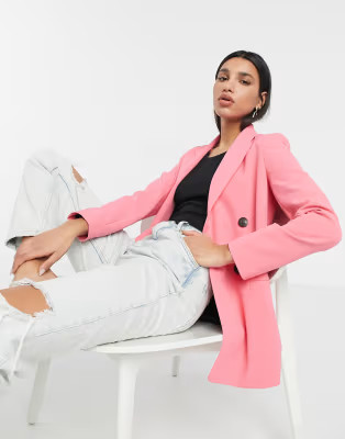 River Island double breasted blazer in blue | ASOS (Global)