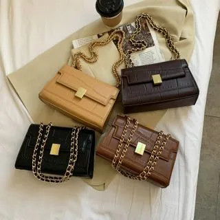 Faux Leather Croc Grain Crossbody Bag | YesStyle Global