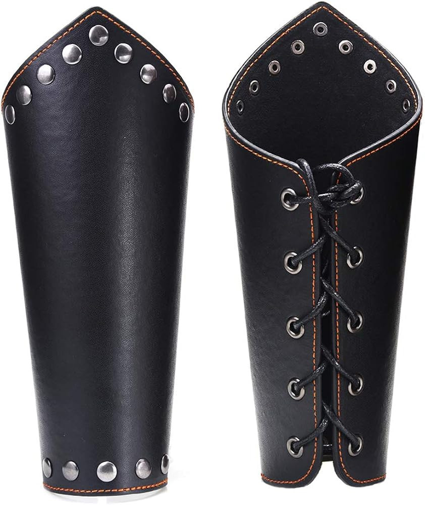 AZORA Leather Gauntlet Wristband Medieval Bracers Wrist Band Buckle Wide Bracer Arm Armor Cuff 2 ... | Amazon (US)