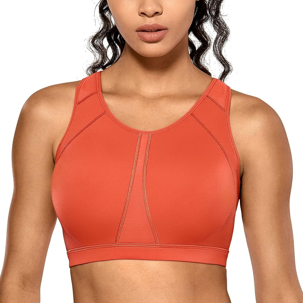 SYROKAN High Neck Plus Size Sports Bras for Women High Support Racerback Full Coverage Padded Wir... | Amazon (US)