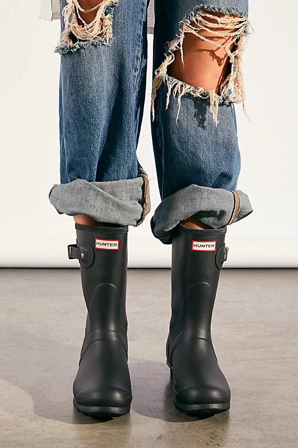 Hunter Short Wellies by Hunter at Free People, Black, US 9 | Free People (Global - UK&FR Excluded)