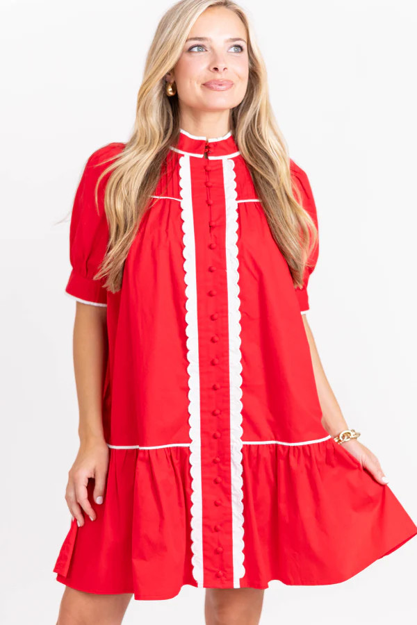 Willing To Help Red Button Down Dress | The Mint Julep Boutique