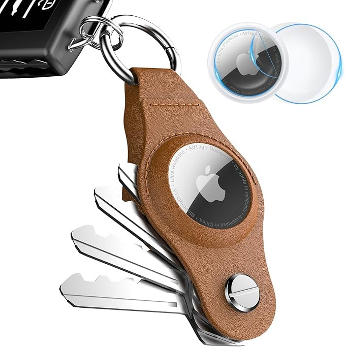 AirTag Key Case, Compact Leather Key Organizer and Pouch for Apple Air Tag, Attaches to Car Key R... | Amazon (US)