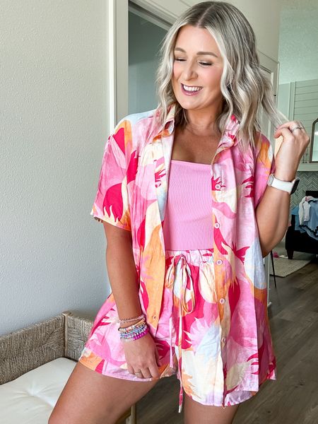 Summer sets are everything this summer and the quality of this Amazon set is so good. The shorts are lined, it has pockets and the fabric is nice!  The perfect vacation outfit | summer outfit | travel outfit | swim cover up 

Medium in everything
Use code KRISTINE20 for a discount on my Allie + Bess jewelry 

#LTKFindsUnder50 #LTKMidsize #LTKStyleTip
