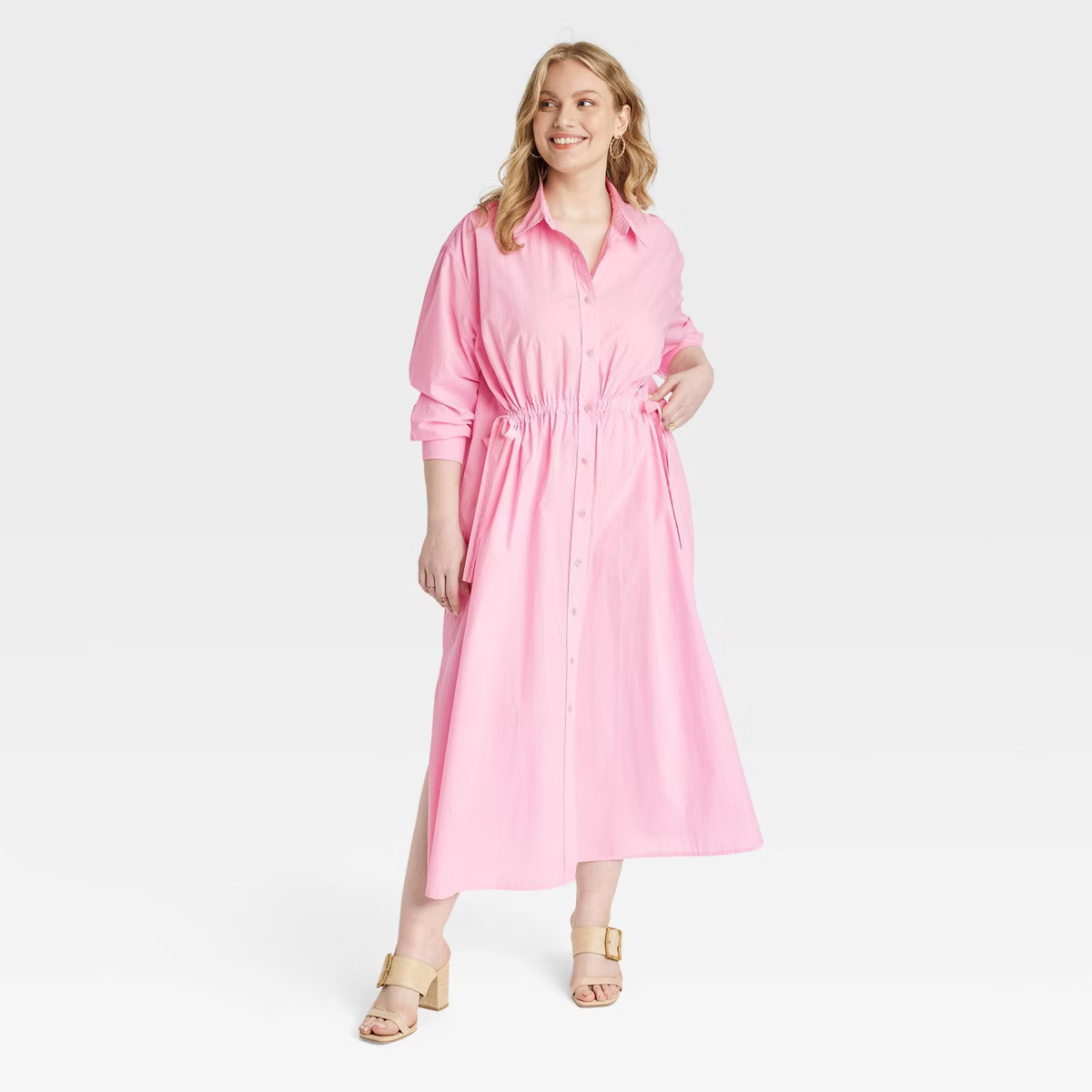 Women's Long Sleeve Cinch Waist Maxi Shirtdress - Universal Thread™ | Target
