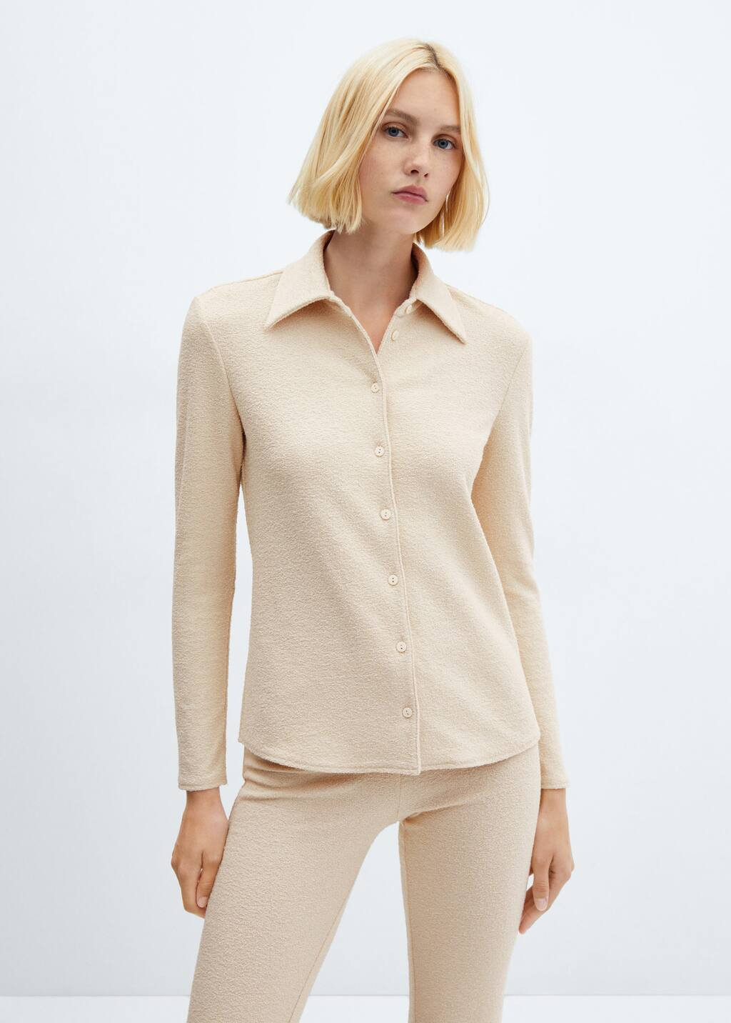 Knitted shirt with button | MANGO (US)