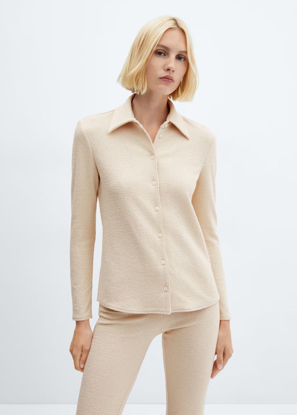 Knitted shirt with button | MANGO (US)