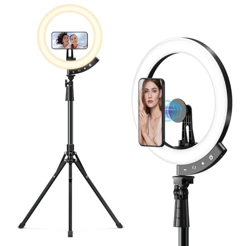 Eicaus 12" Magnetic Ring Light with 67" Tripod Stand, Selfie Light with iPhone Stand for Recording, Compatible with Cellphones for Live Streaming | Amazon (US)
