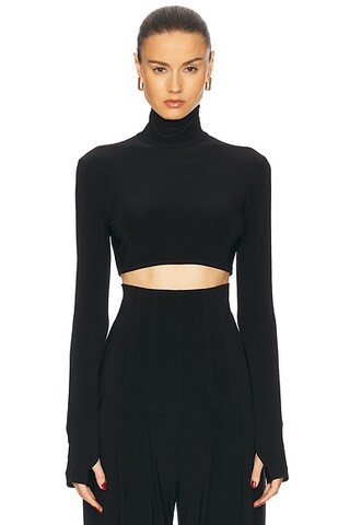 Cropped Slim Fit Long Sleeve Turtleneck Top | FWRD 