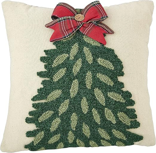 Mud Pie Tartan Hooked Pillow, Tree | Amazon (US)