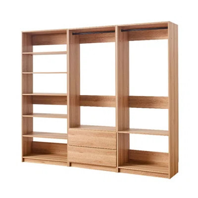 Oak Freestanding Walk in Wood Closet System for Contemporary Closet Room Storag | Wayfair North America
