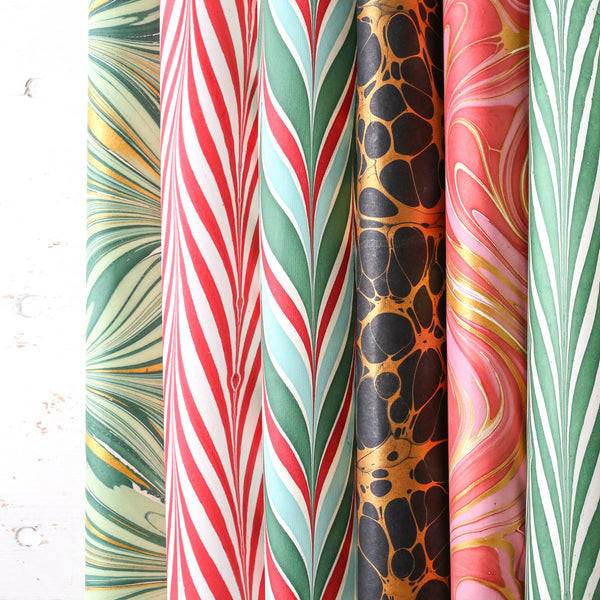 Berylune Trio Of Festive Christmas Hand Marbled Wrap - Trouva | Trouva (Global)