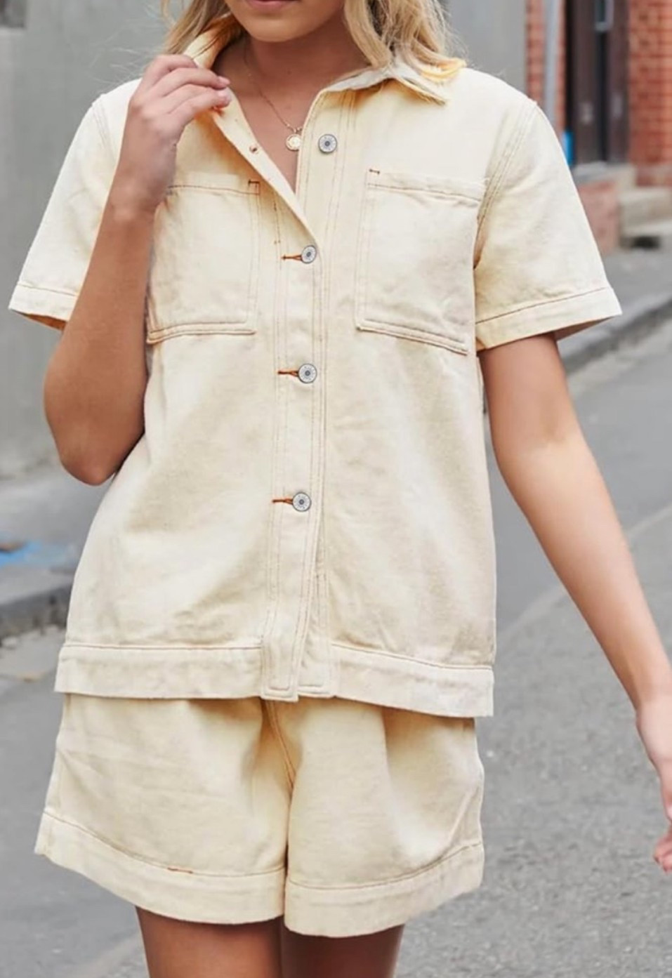 The denim set that makes casual dressing look effortlessly elevated. 🌿 This matching shirt and shorts set is perfect for vacation days, sightseeing, coffee runs, travel outfits, weekend errands, casual lunches, and everyday summer style. The relaxed boxy fit gives it that laid-back designer feel while still looking polished and put together. 

An easy outfit choice when you want comfort, versatility, and timeless style all in one look. ✨

#LTKOver40 #LTKMidsize #LTKTravel