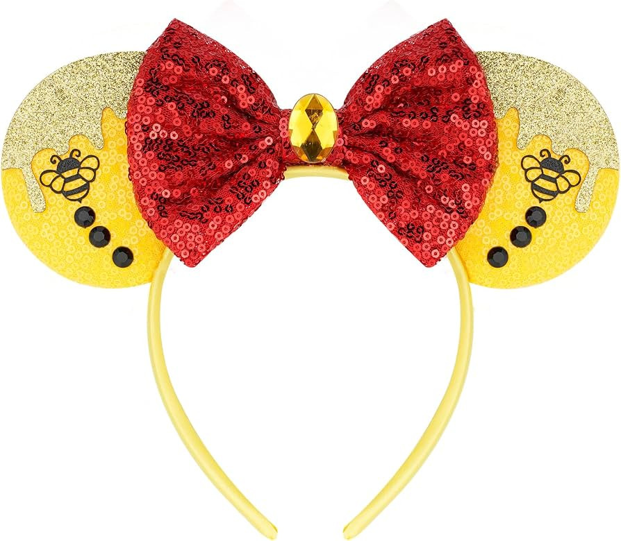 Amazon.com: YUNISS Winnie Mouse Ears Headbands,Sequin Mouse Ears for Women Girls Princess Dress A... | Amazon (US)