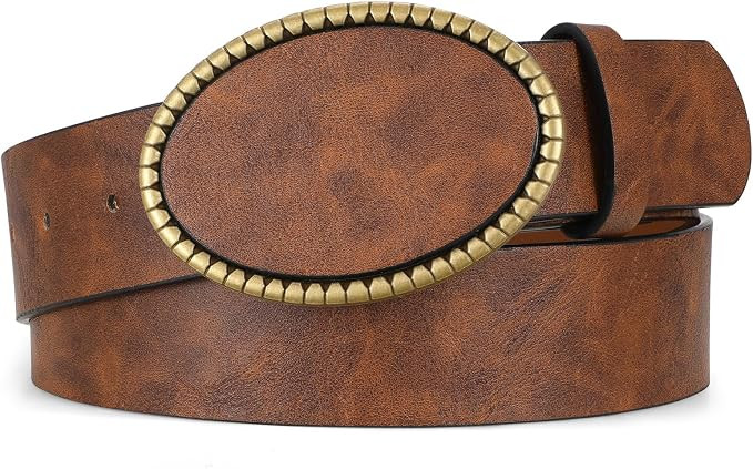 Western Belt for Women Men Cowgirl Cowboy Embossed Belts Vintage Floral Buckle for Jeans Pants | Amazon (US)