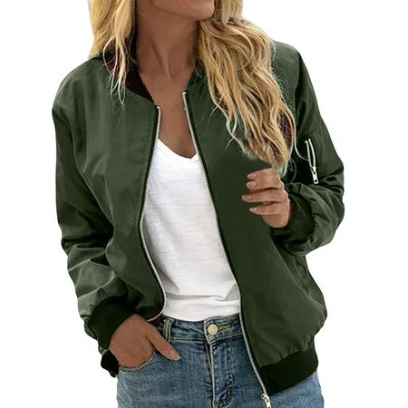 EHQJNJ Jacket Women Jackets for Women 2023 Chic Women s Fashion Solid Jackets Zipper Coats Casual with Pockets Jacket | Walmart (US)