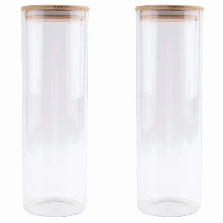 Glass Storage Containers Set of 2 71Oz Tall Spaghetti Jars with Bamboo Lids - Kitchen Food Canist... | Walmart (US)