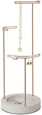 Umbra Tesora 3-Tier Jewelry Stand, Earring Holder, Accessory Organizer and Display, Concrete/Copp... | Amazon (US)
