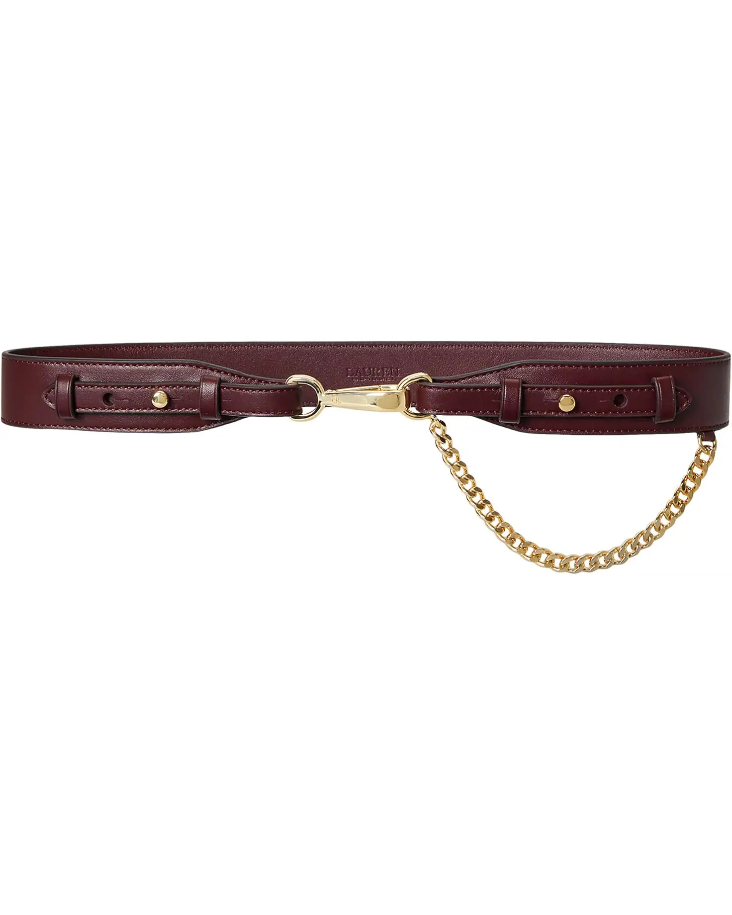 Chain-Trim Leather Dog-Clip Belt | Zappos
