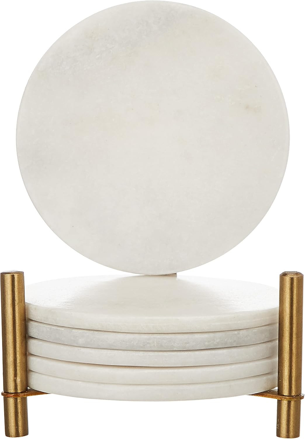 Queenza Marble Coasters for Drinks, Set of 6 Coasters with Holder, Pearl White Marble Coasters 3.... | Amazon (US)