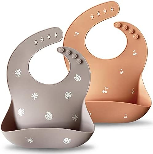 Moonkie Silicone Baby Bibs Set Of 2, BPA Free Waterproof Soft Durable Adjustable Silicone Bibs fo... | Amazon (US)