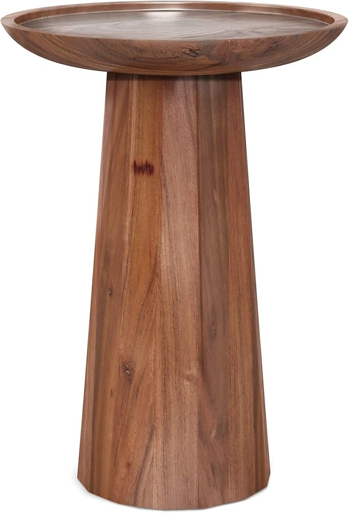 SIMPLIHOME Dayton SOLID MANGO WOOD 13 inch Wide Round Wooden Accent Table in Light Cognac, Fully ... | Amazon (US)