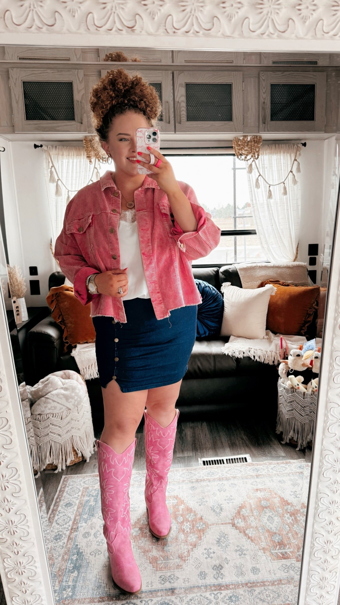 The cutest concert fit 🤍✨denim skirt | amazon denim skirt | white top | amazon white lace Top | pink jacket | amazon pink jacket | pink corduroy jacket | amazon pink corduroy jacket | boots | pink cowgirl boots | amazon pink cowgirl boots | pink cowgirl boots | concert look | concert outfit | concert finds | concert outfit inspo | spring concert outfit | spring | spring finds | spring fashion finds | amazon spring finds | amazon spring fashion | spring outfit inspo | spring transition look | spring transition outfit | spring concert | spring concert outfit | country concert outfit 

#LTKMidsize #LTKFestival #LTKStyleTip