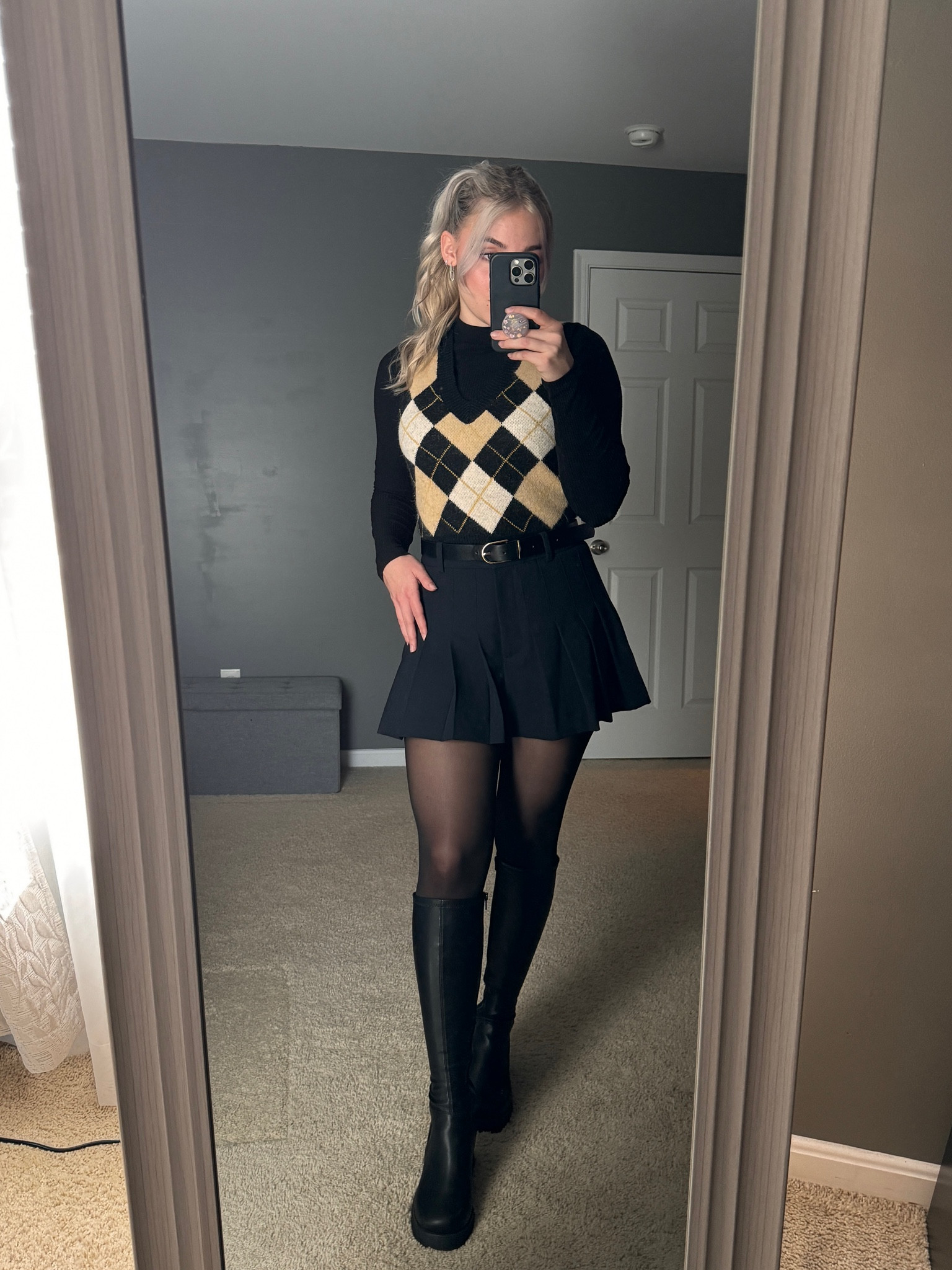 Sweater outfit, fall outfit, pumpkin patch outfit autumn aesthetic 2024, casual fall outfit, autumn vibes, fall vibes, minimalist, tall boots, thanksgiving outfit, fall vibes trendy outfit, winter outfit, sweater vest outfit, mini skirt outfit 

#LTKSeasonal
