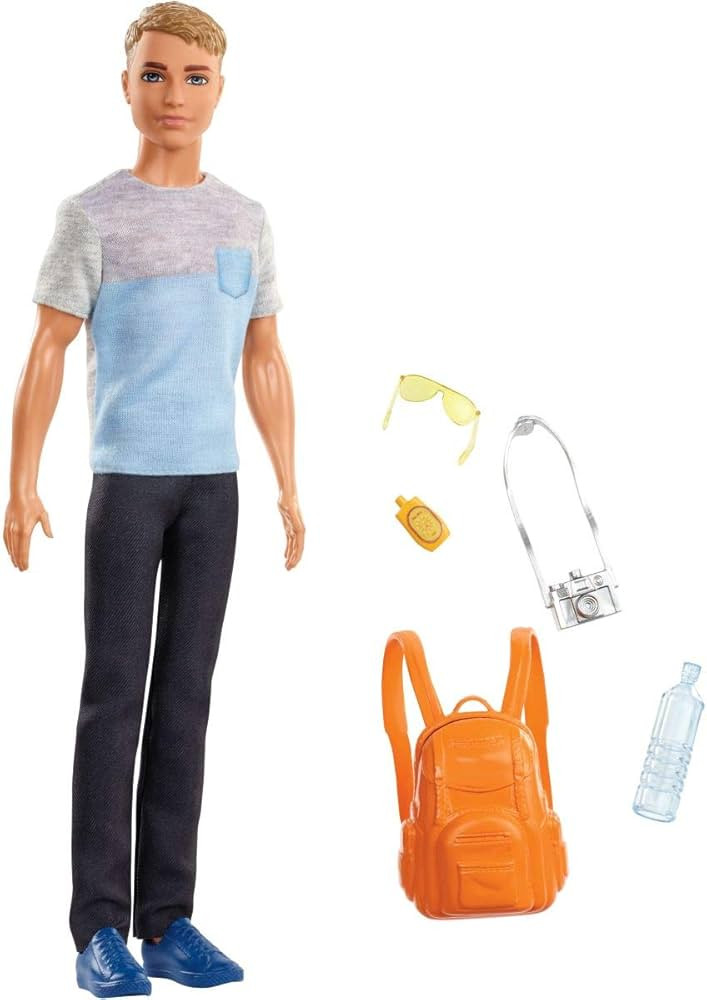 Barbie Ken Doll & 5 Travel-Themed Accessories, Includes Backpack that Opens & Closes, Fashion Dol... | Amazon (US)