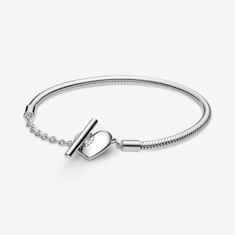 Pandora Moments Heart T-Bar Snake Chain Bracelet | Pandora US