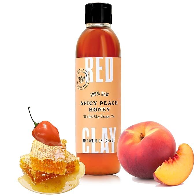 Red Clay Spicy Peach Hot Honey - Gluten Free - Paleo Spicy Honey - 100% Pure, Raw Wildflower Hone... | Amazon (US)