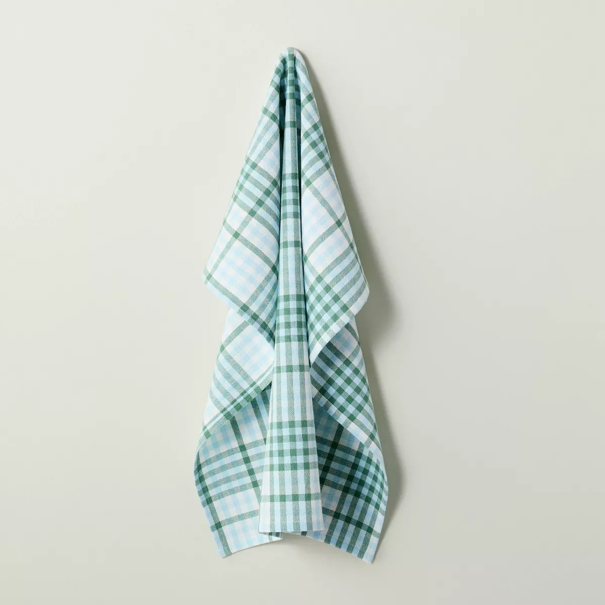 Layered Plaid Cotton Flour Sack Kitchen Towel Green/Blue/Cream - Hearth & Hand™ with Magnolia | Target