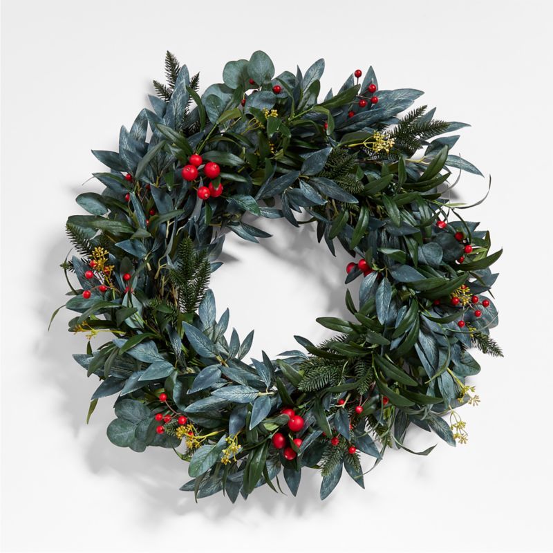 Faux Olive and Berry Wreath | Crate & Barrel | Crate & Barrel