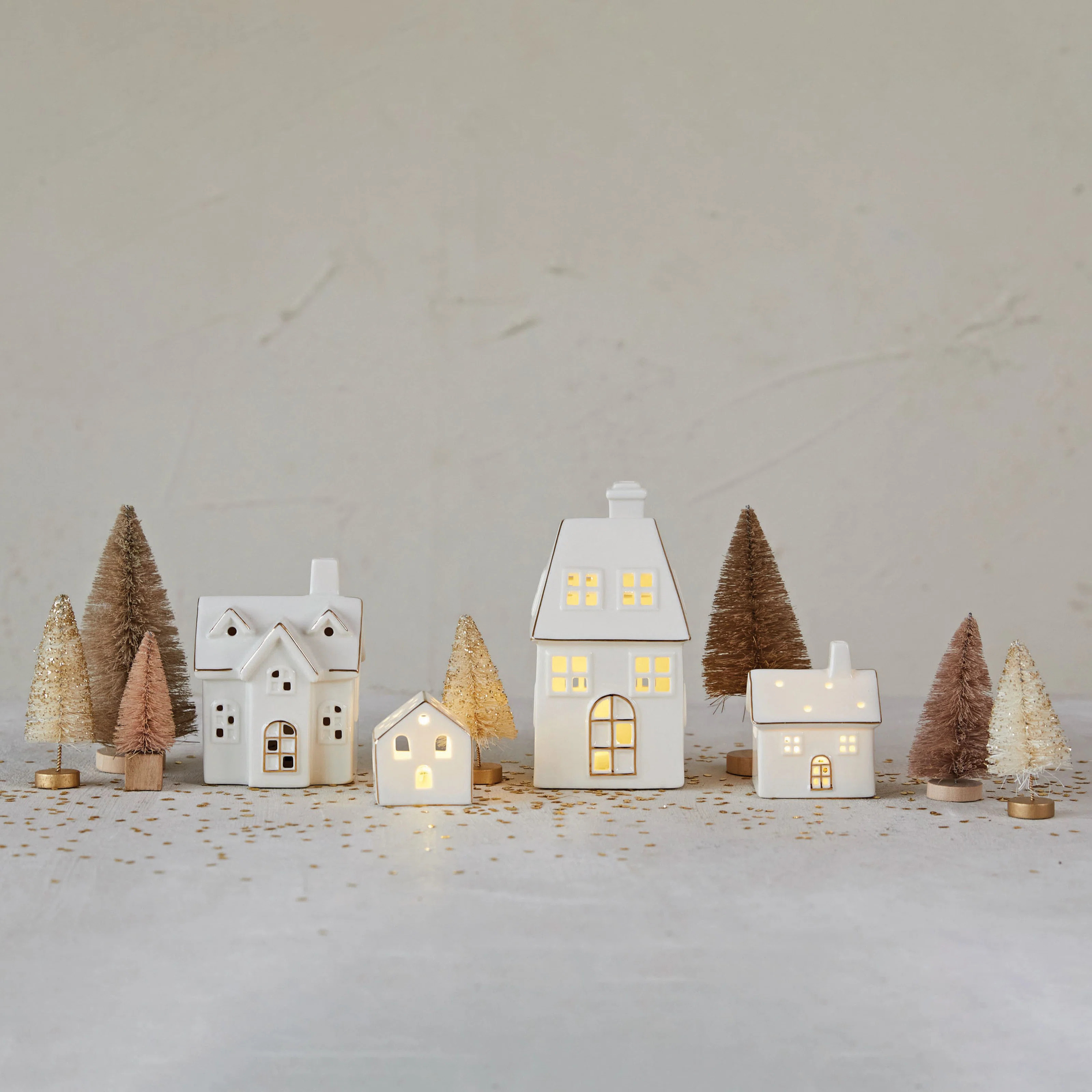 The Holiday Aisle® Stoneware Village With LED Lights And Gold Electroplating & Reviews | Wayfair | Wayfair North America
